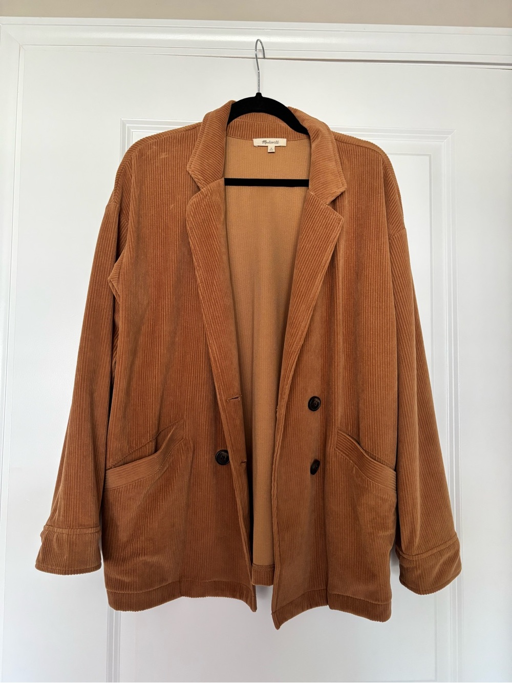 Madewell Women's Size Medium Camel Brown Double Breasted Corduroy Blazer Jacket